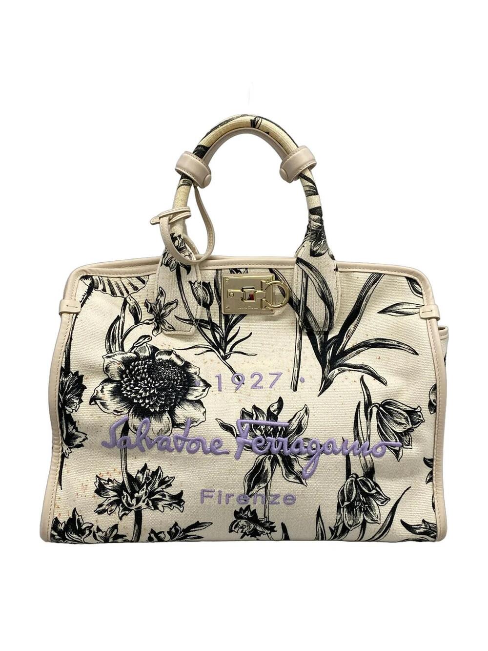 Salvatore Ferragamo White Canvas Tote #371701S60B